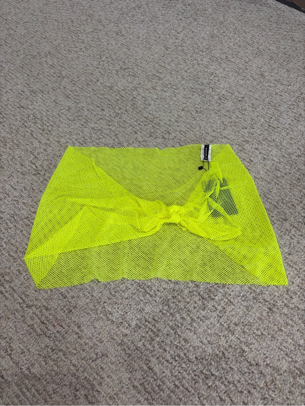 NWT Prettylittlething Neon Textured Mesh Tie Waist Resortwear Beach Mini Sarong
